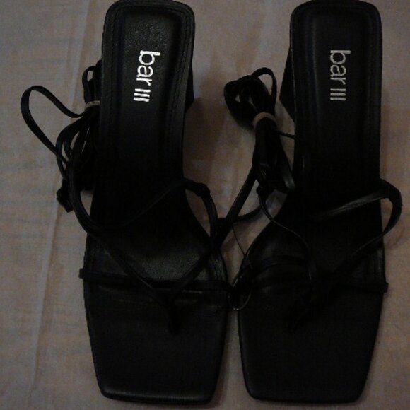 BAR III Womens Black Wrapping Ankle Tie Auroraa 4" Heel Thong Sandals-8M - Picture 9 of 12